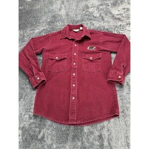 Vintage Winter Run Cotton Long Sleeve Button Shirt Mens M USA Bears Alaska Work